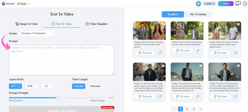 Remaker AI Text To Video Image