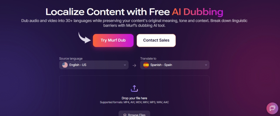 Doblaje de IA de Murf AI