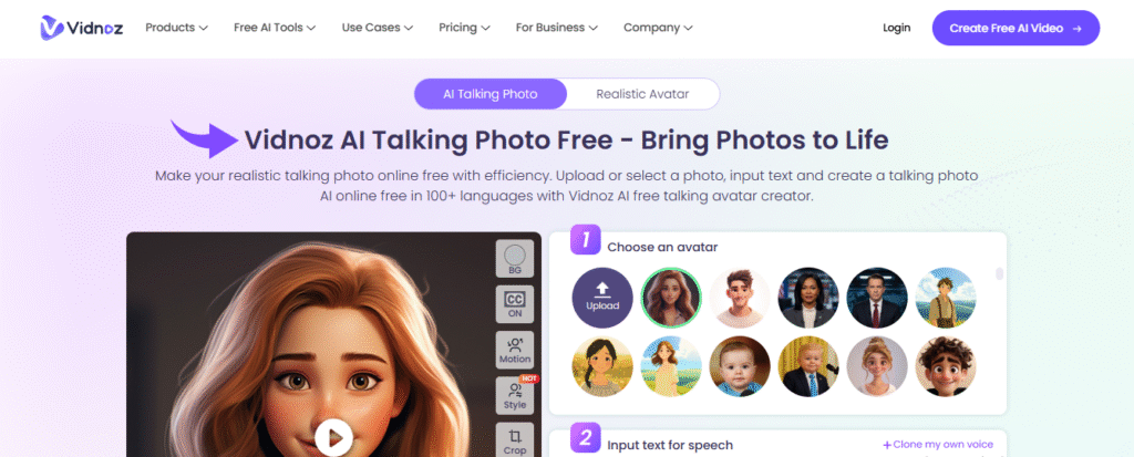 Vidnoz AI Talking Photos