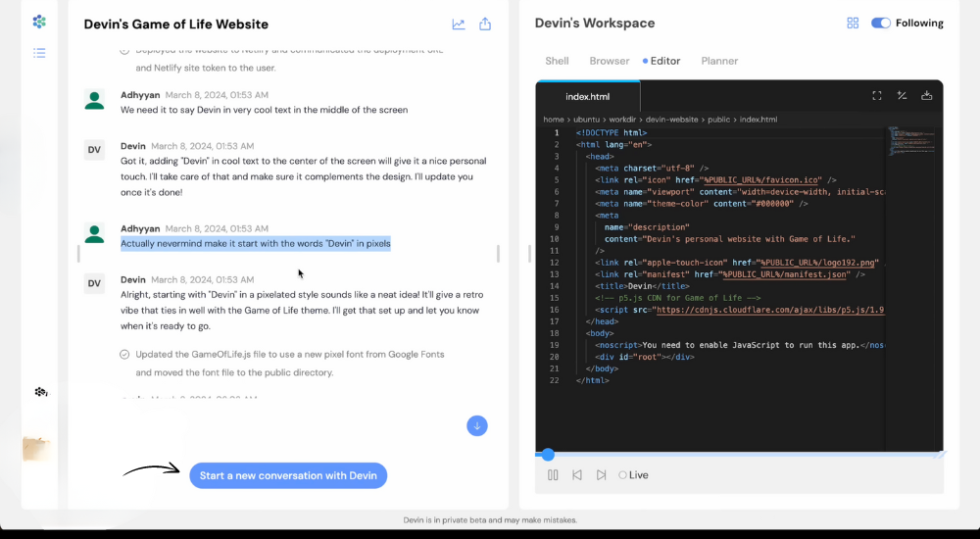 Devin AI Review 2026: Overhyped or Worth It? 6 Devin AI Integrated Code Editor Image