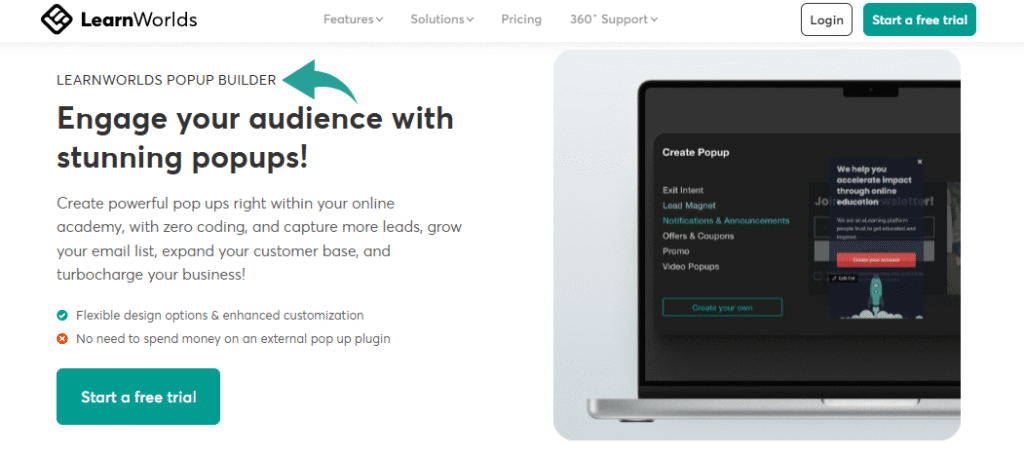 Learnworlds Pop-up Builder