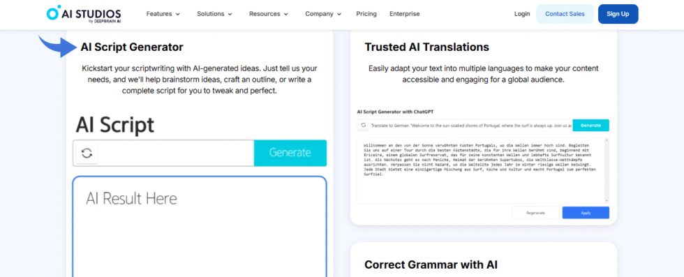 DeepBrain AI Script Assistant