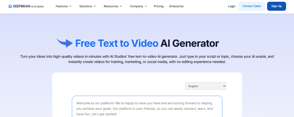 Deepbrain Text to Video Generator