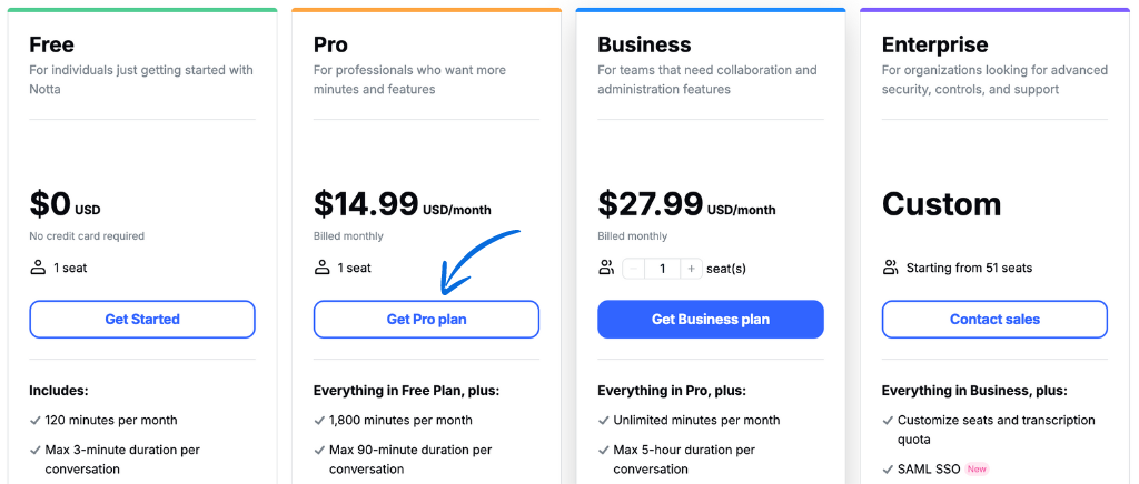 Notta Pricing