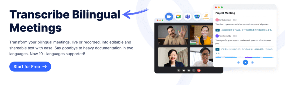 Notta Bilingual Transcription Image