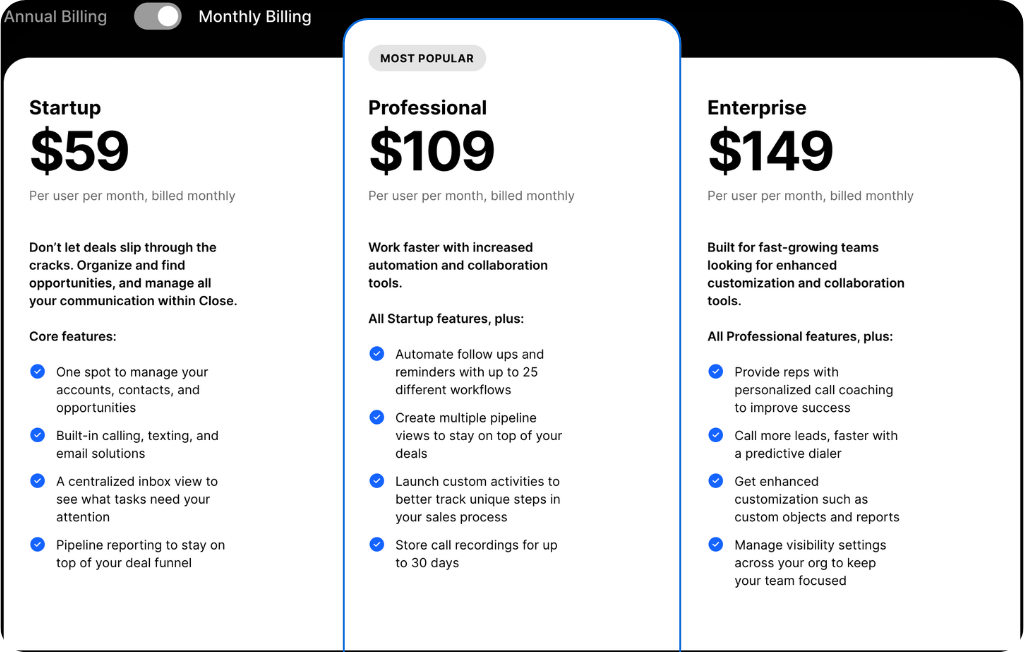 Close CRM Pricing