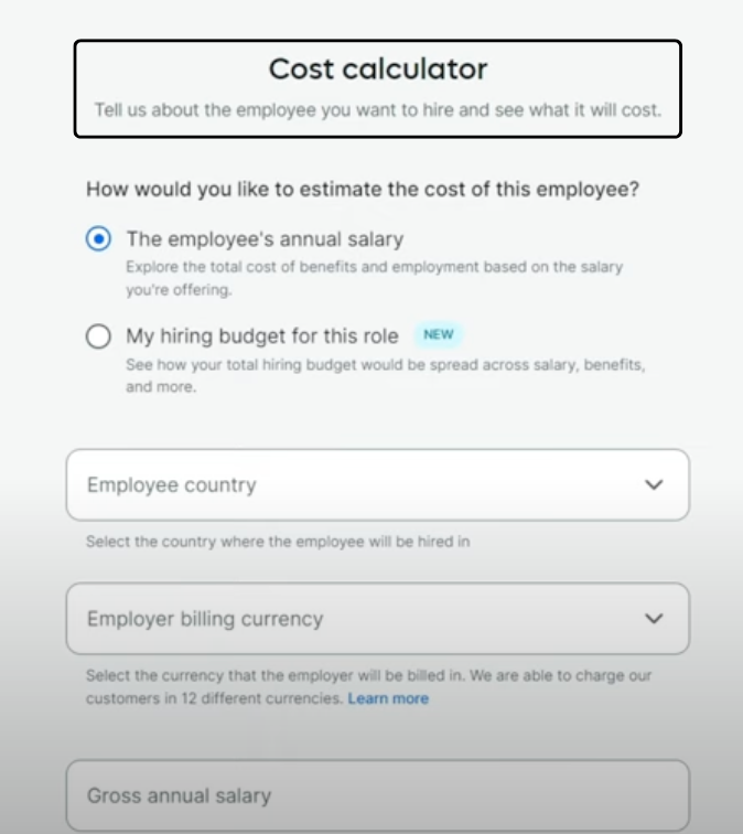 Cost calculator