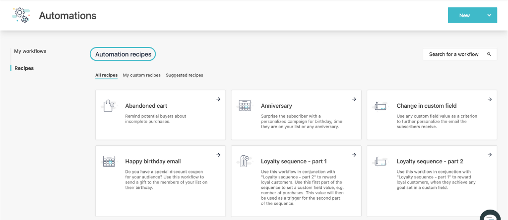 Automation feature of Moosend