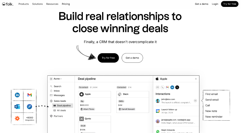 Folk CRM homepage