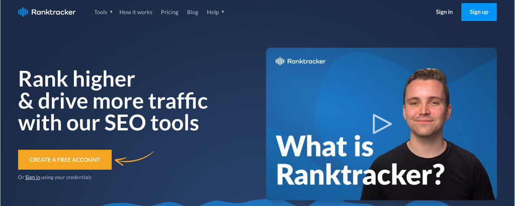 Ranktracker Homepage