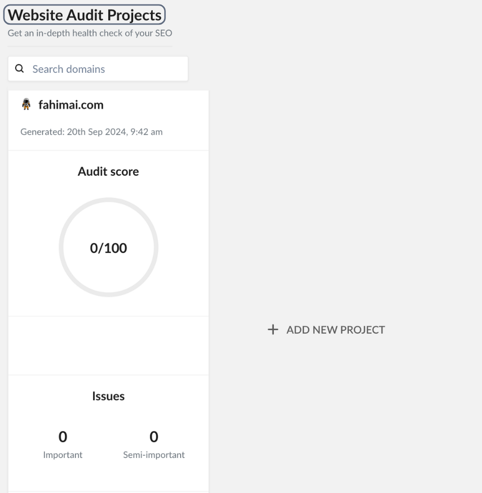 Website Audit feature of Ranktracker