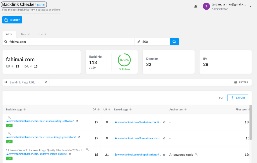 Ranktracker Backlink Checker