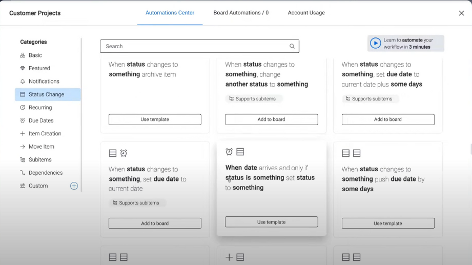 smart workflow automation of monday CRM