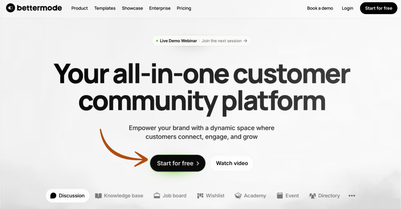 Page d'accueil de Bettermode