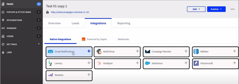 Integrations of Unbounce