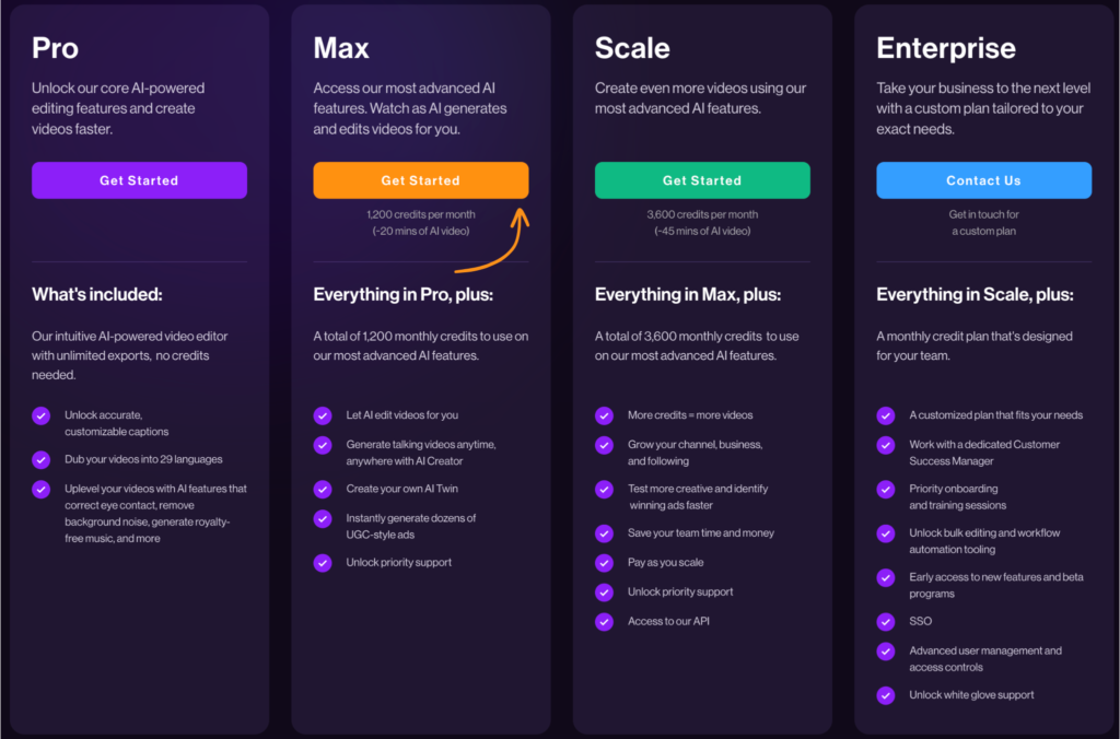 Captions ai pricing