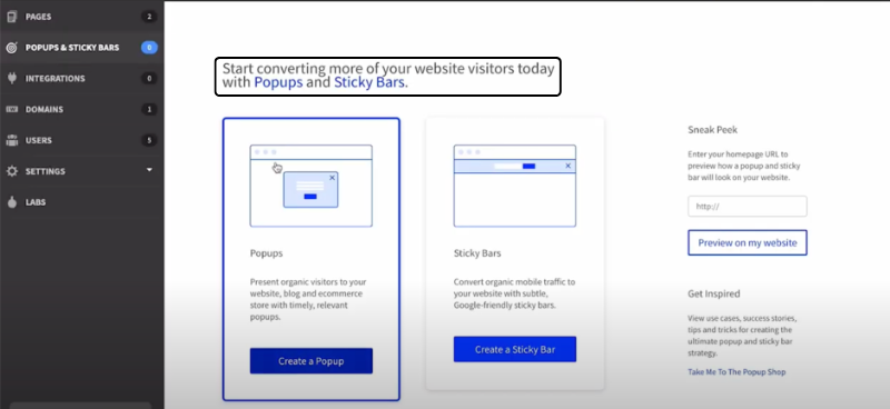 Popups & sticky bars