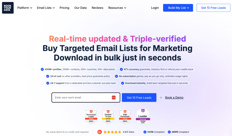 Bookyourdata Review 2026: Overhyped or Worth It? 4 Bookyourdata homepage