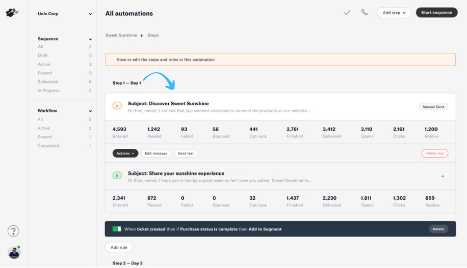 Distrobird campaigns and sequences