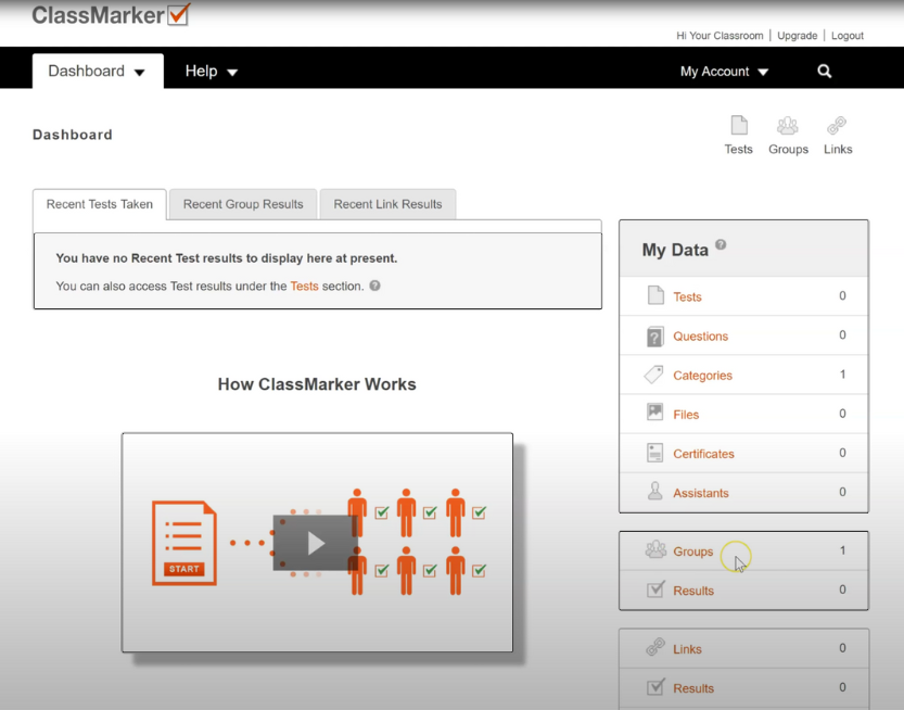 classmarker dashboard