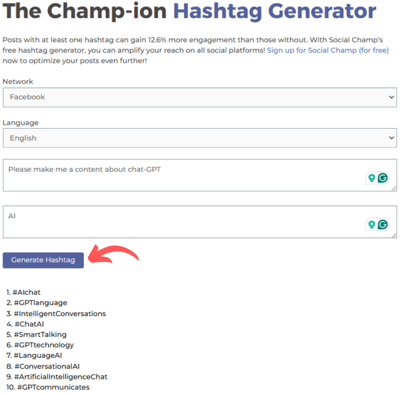 social champ hashtag-generator