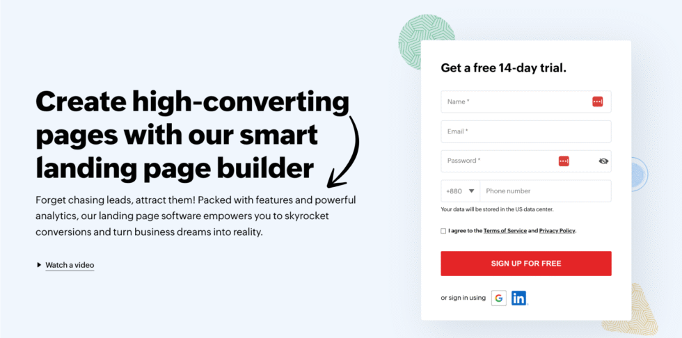Zoho landing page builder