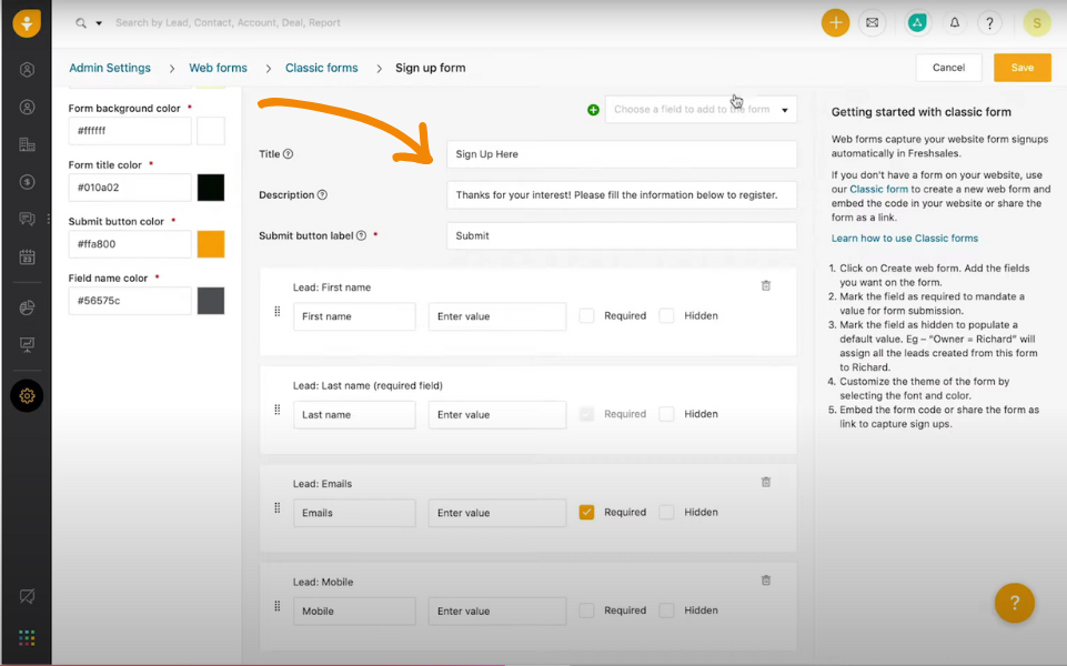 Freshsales Web Forms