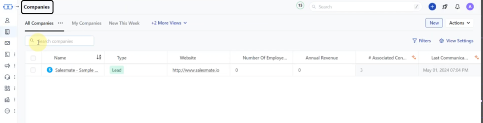 Salesmate Track Companies