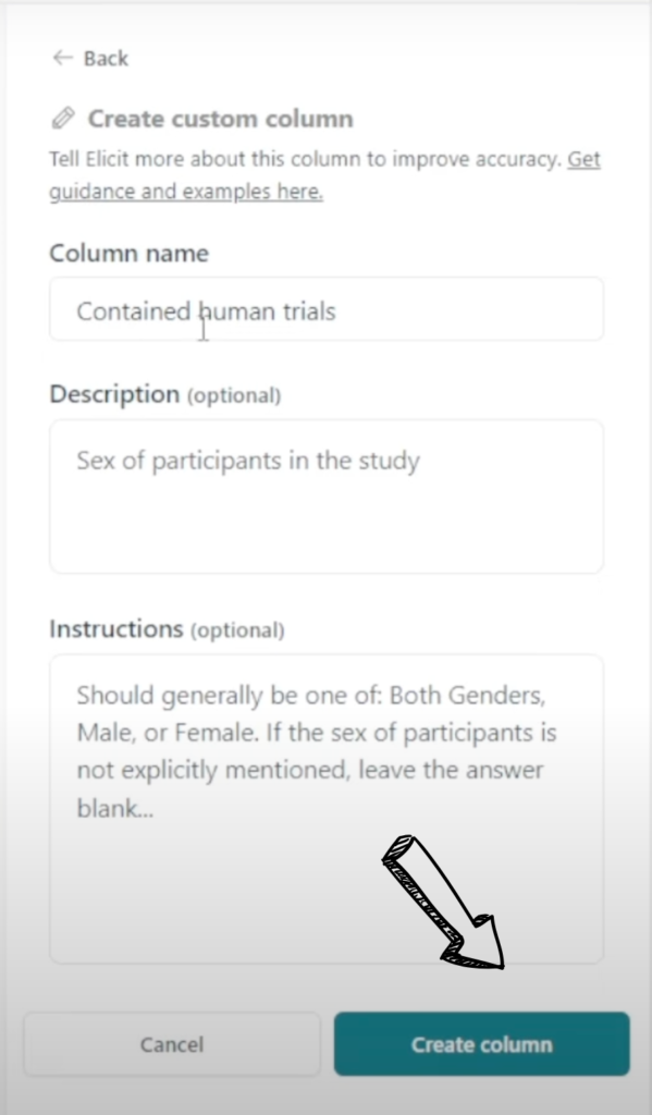 Elicit AI Custom Column 