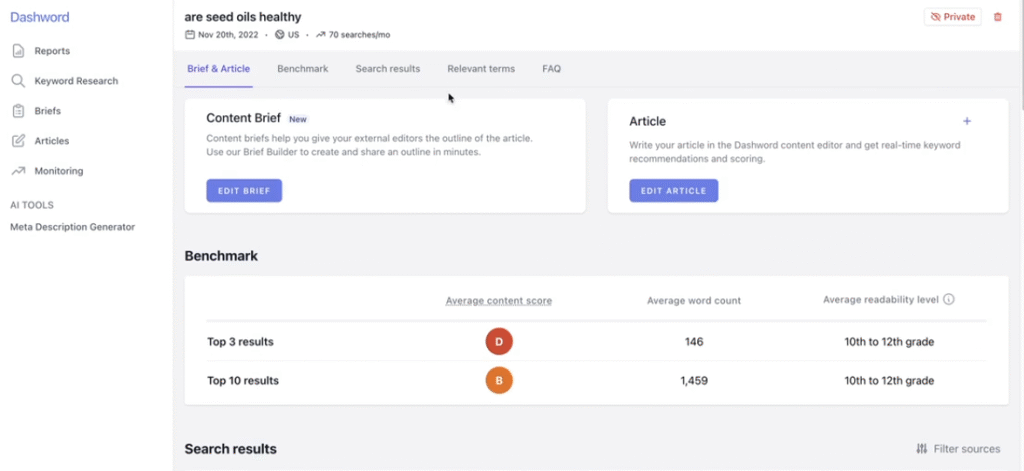 Dashword Review: Top SEO Content Optimization in 2025? 13 Dashword On-Page Analysis
