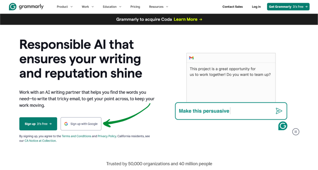 Grammarly Homepage