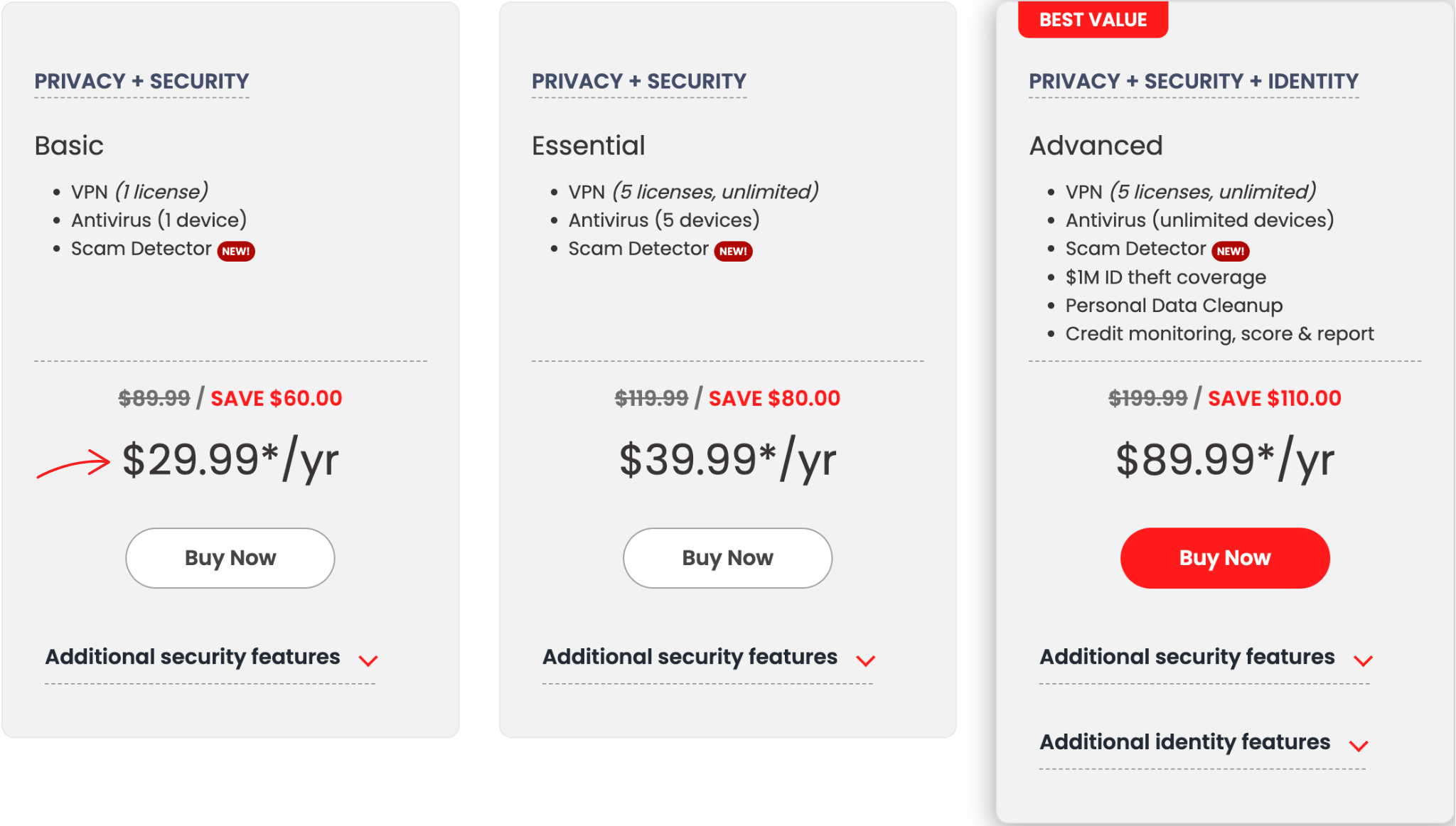 mcafee vpn pricing
