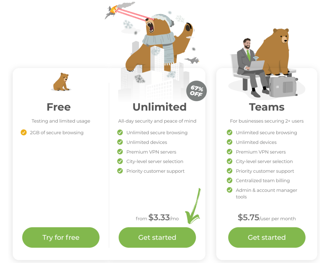 TunnelBear Pricing