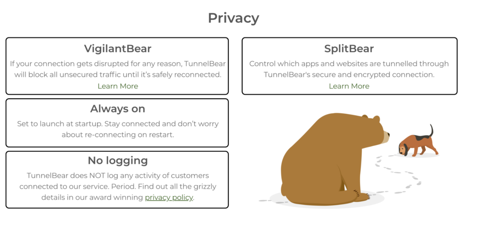 TunnelBear Privacy