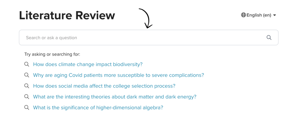 SciSpace Literature Review table view