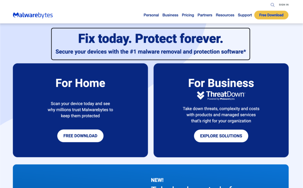 Malwarebytes VPN Homepage