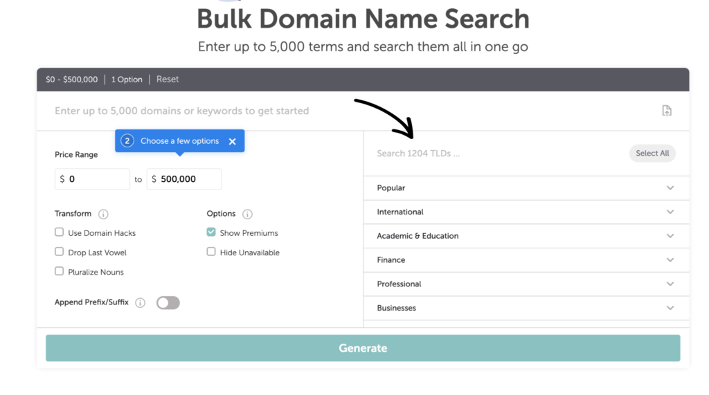 Bulk Domain Name Search