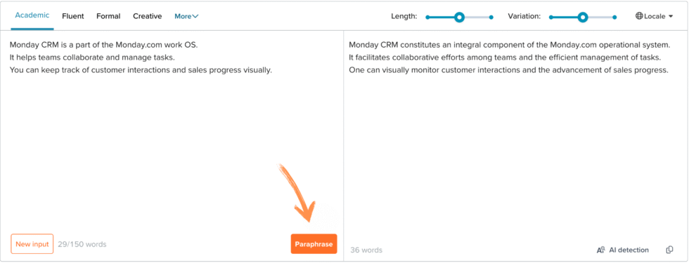 SciSpace Paraphraser tool