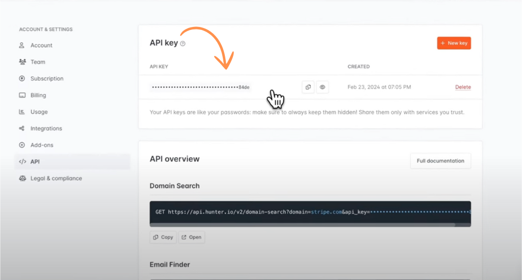 hunter io api key