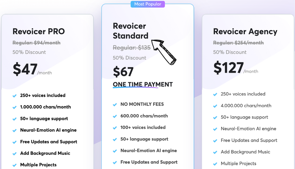 Revoicer pricing