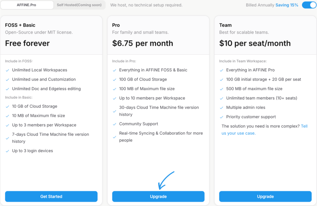 AFFiNE Pro pricing