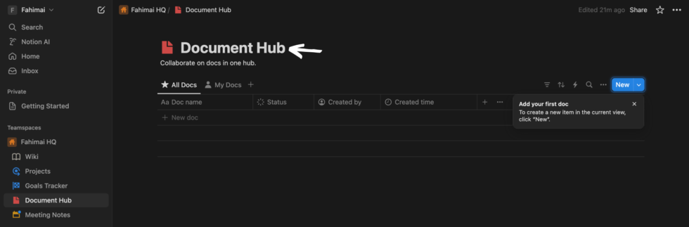 Notion AI Document Hub Image