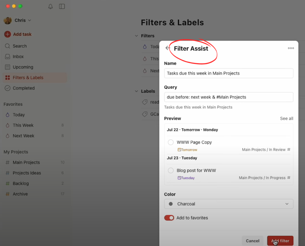 todoist custom filters