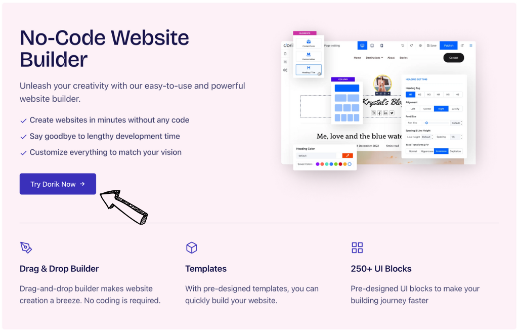 Dorik no code website builder