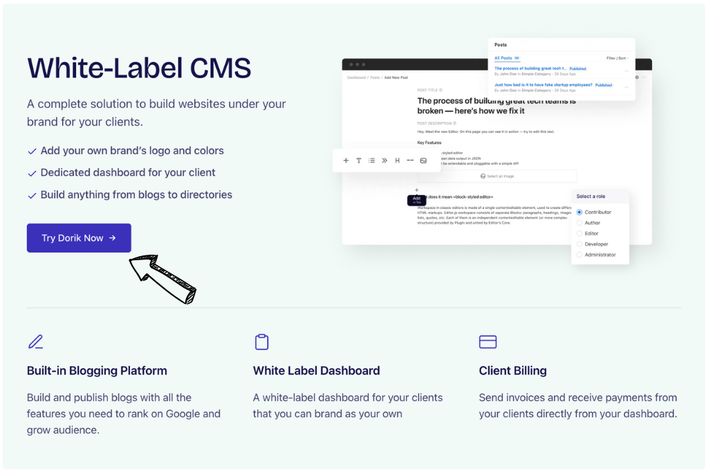 Dorik white label CMS