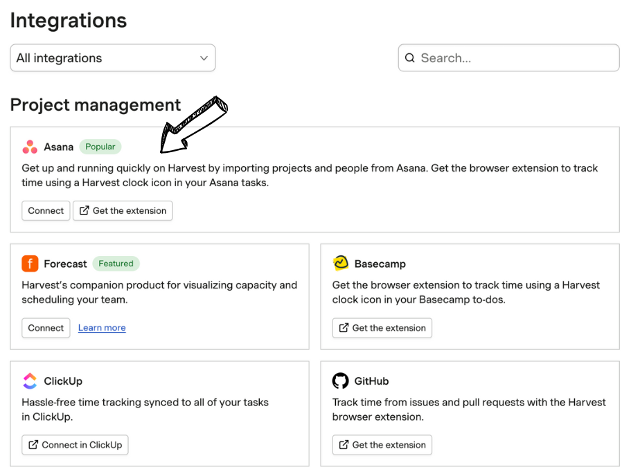 Harvest integrations