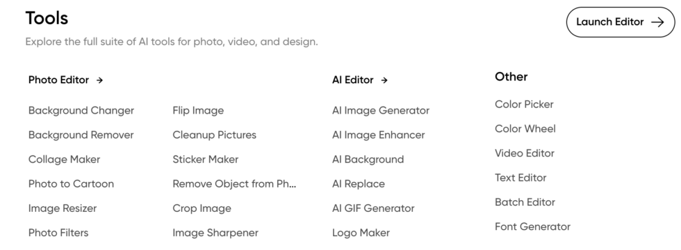 Picsart Homepage Top Benefits