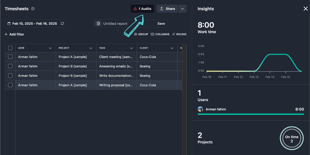 Tracking Time timesheets