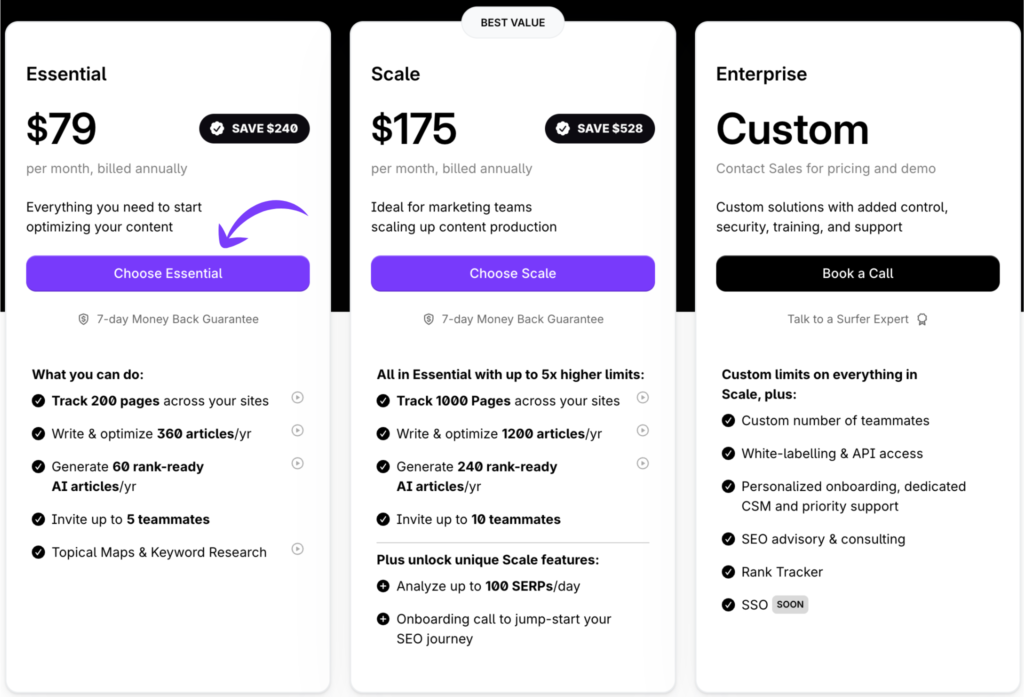 Surfer SEO Pricing