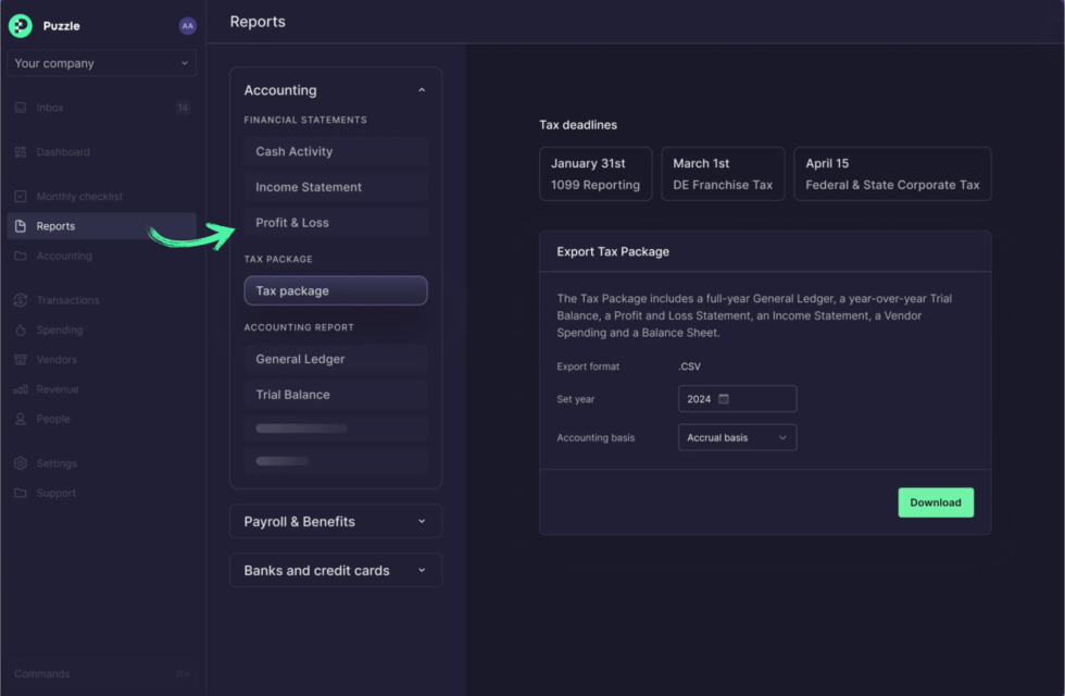 Puzzle IO Tax Compliance